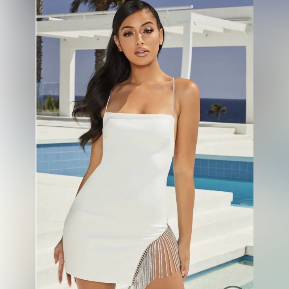 Oh Polly Embellished White Dress